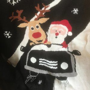 V28 Christmas Santa Reindeer Car Ugly Christmas Sweater